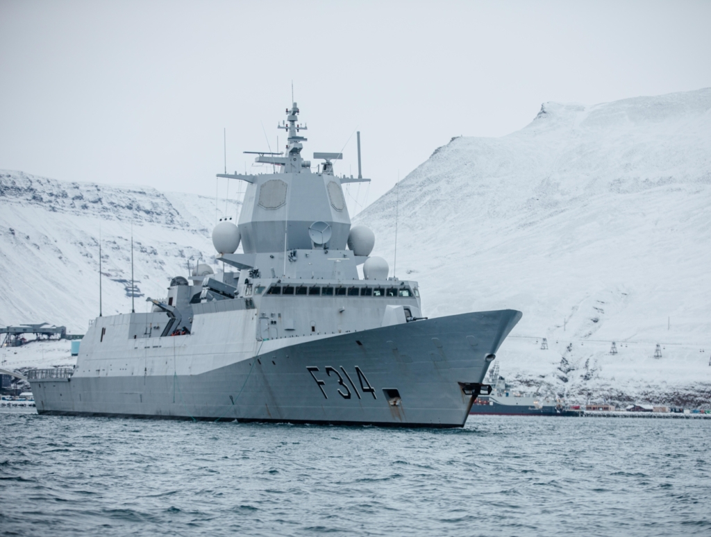 The frigate HNoMS Thor Heyerdahl on patrol to Svalbard to claim sovereignty.