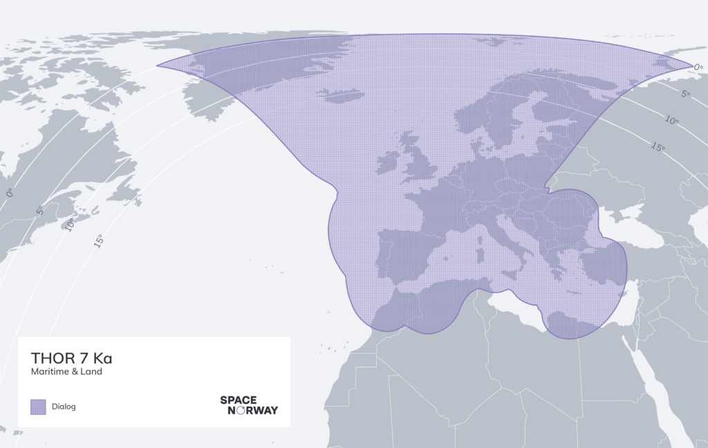 THOR 7 Ka Dialog Maritime & Land Coverage Map. Space Norway