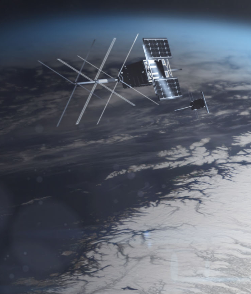 NirSat 1 and 2 in orbit to deliver satellite services for civil sector. Illustration: T. Abrahamsen, Space Norway