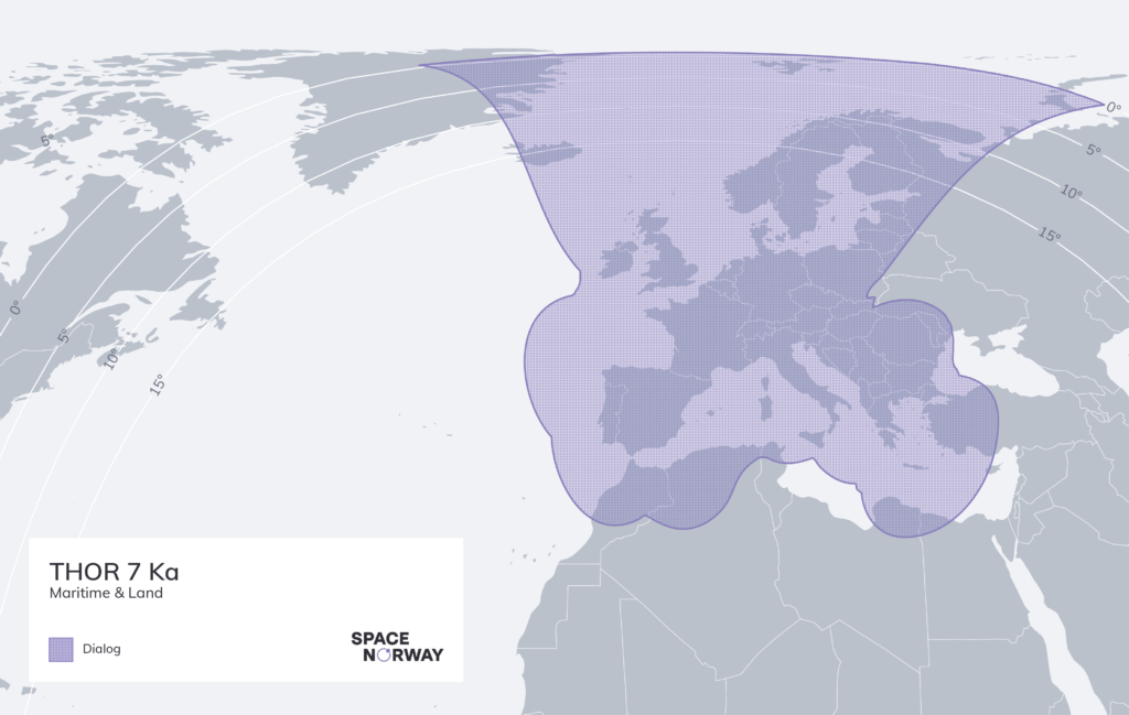 Space Norway satellite coverage map THOR 7 Ka Dialog Maritime & Land