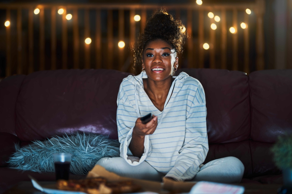 woman watching tv