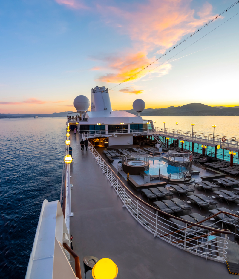 Maritime VSAT antennas on a cruise ship