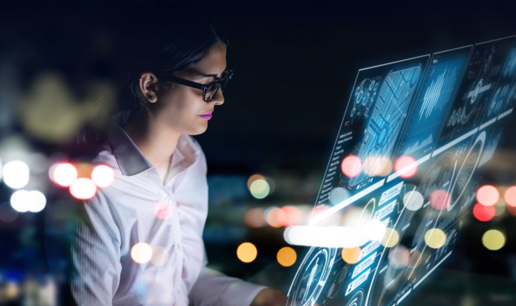 woman working with data communications