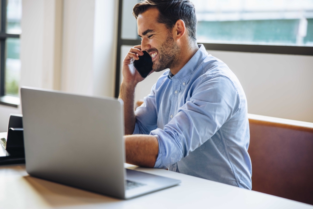 A man exploring connectivity reseller network on pc