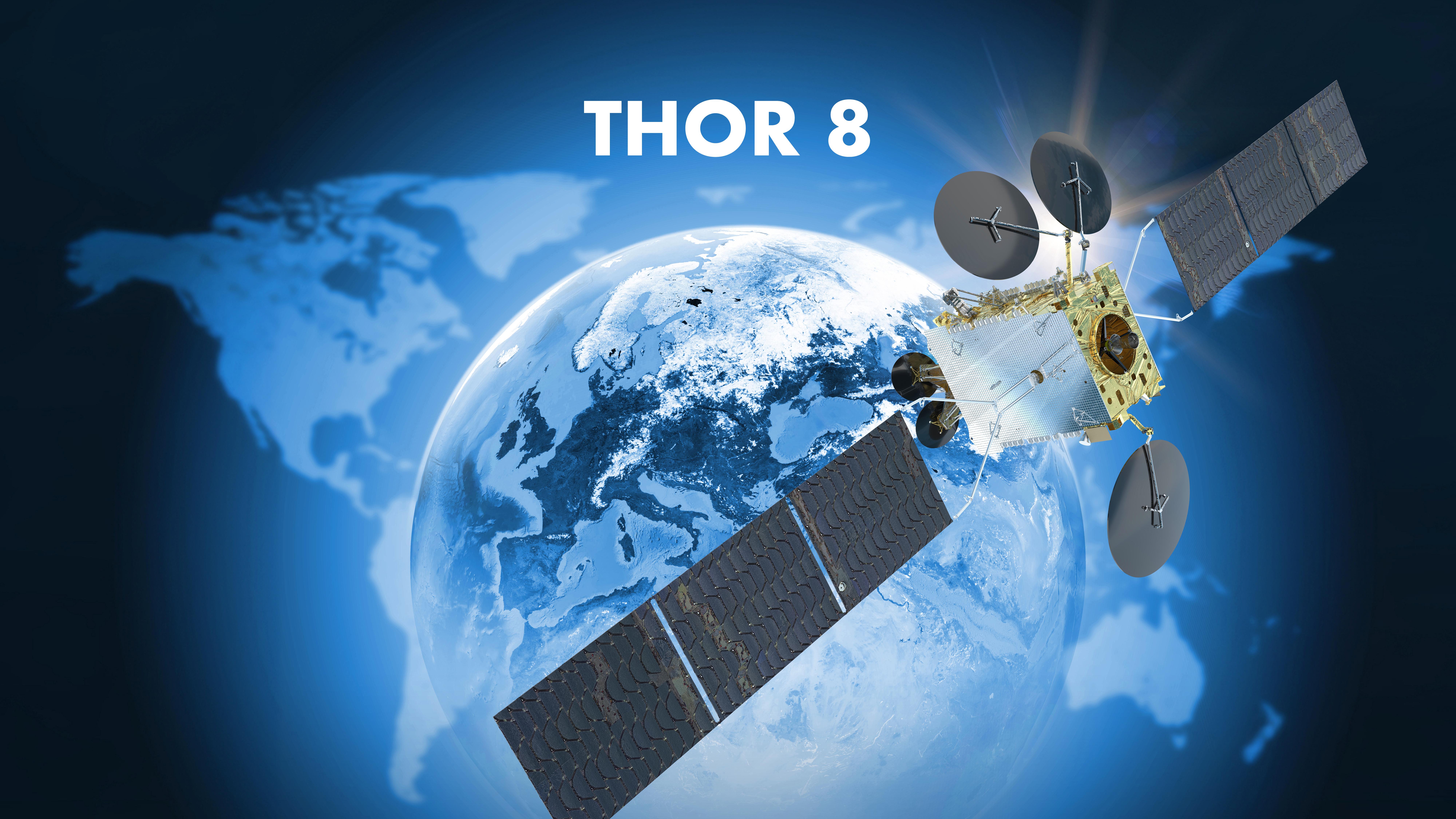 Illustration of THOR 8 satellite for data services and broadcasting.